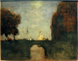 Ciudad a la luz de la luna